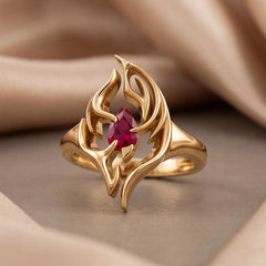 0.5 CT Pear Ruby Flame Sculptural Ring