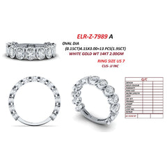 2 CT Oval Cut Bezel Half Eternity Ring