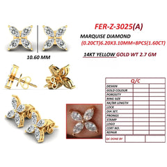 1.6 CT Marquise Diamond Four-Petal Stud Earrings