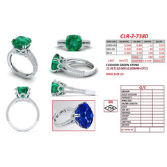 5.89 CT Cushion Green Stone Solitaire Ring