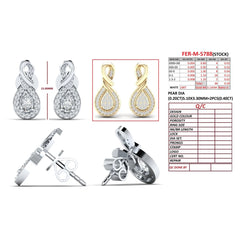 0.6 CT Pear Diamond Halo Infinity Twist Drop Earrings