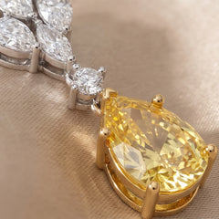 4.04 CT Yellow Sapphire & Diamond Pear Drop Earrings