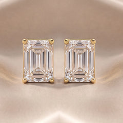 1 CT Emerald-cut Diamond Solitaire Stud Earrings