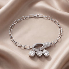 4.29 CT Diamond Pavé Clasp Charm Paperclip Chain Bracelet