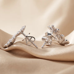 0.39 CT Diamond Pavé Double Flower Cluster Earrings