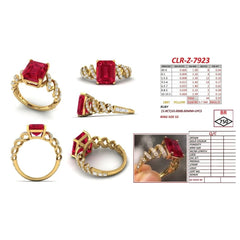 4.26 CT Emerald-Cut Ruby Diamond Twist Ring