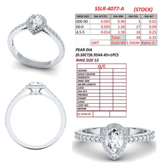0.81 CT Pear Halo Pavé Ring