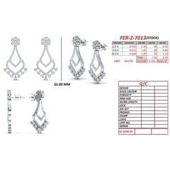 2.19 CT Diamond Floral Top Chandelier Drop Earrings
