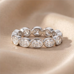 2.16 CT East-West Oval Bezel Diamond Full Eternity Ring