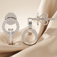 0.88 CT Princess Diamond Circle Link Drop Earrings