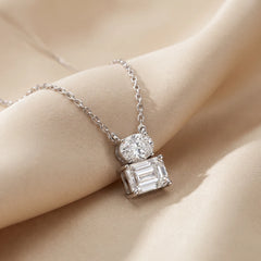 2.2 CT Emerald-cut & Oval Diamond Chain Pendant
