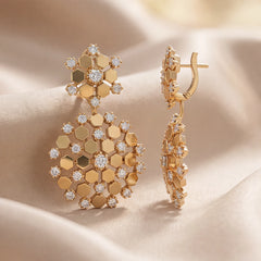 2.34 CT Diamond Honeycomb Drop Earrings