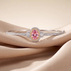 3.03 CT Pink Oval Diamond Halo Bangle
