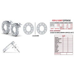 1.56 CT Oval Diamond Open Halo Stud Earrings