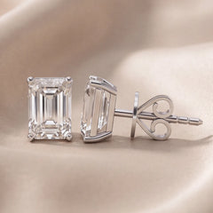1 CT Emerald-cut Diamond Solitaire Stud Earrings