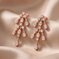 0.46 CT Diamond Cascade Teardrop Cluster Drop Earrings,