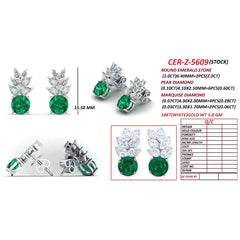 2.94 CT Round Emerald Drop Earrings
