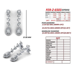 3.09 CT Pear & Marquise Diamond Cascade Halo Drop Earrings
