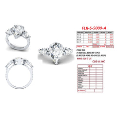 5.86 CT Pear Cut Three Stone Ring