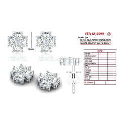 1.20 CT Heart Flower Diamond Stud Earrings