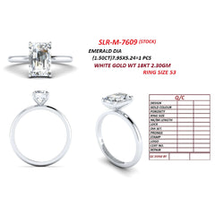 1.57 CT Emerald Cut Solitaire Lab Diamond Ring