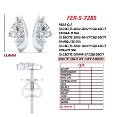 0.48 CT Multi Shape Diamond Cluster Wing Stud Earrings
