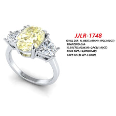 3.87 CT Oval Cut Three Stone Ring