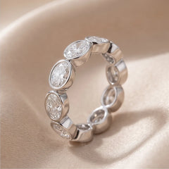 5.40 CT East-West Oval Bezel Diamond Full Eternity Ring