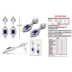 Emerald Sapphire & Diamond Chandelier Drop Earrings