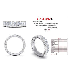 3.49 CT Radiant Cut Half Eternity Band